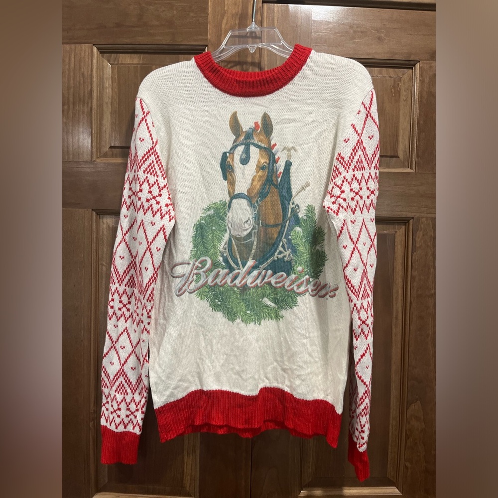 Budweiser Festive Horse Crew Neck Sweater